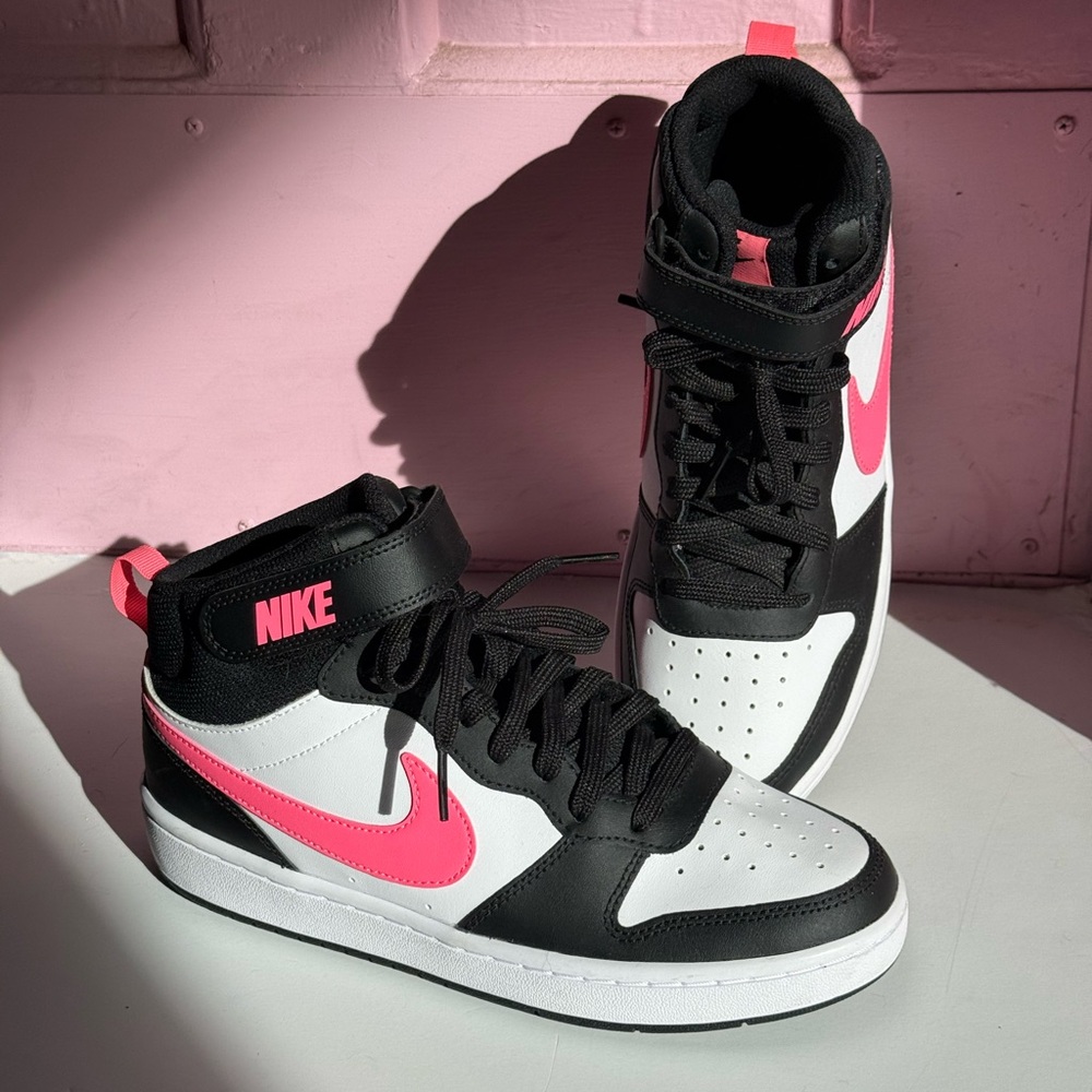 Unisex Nike Court Borough Mid 2 GS CD7782-005 Black White Pink Size 6Y